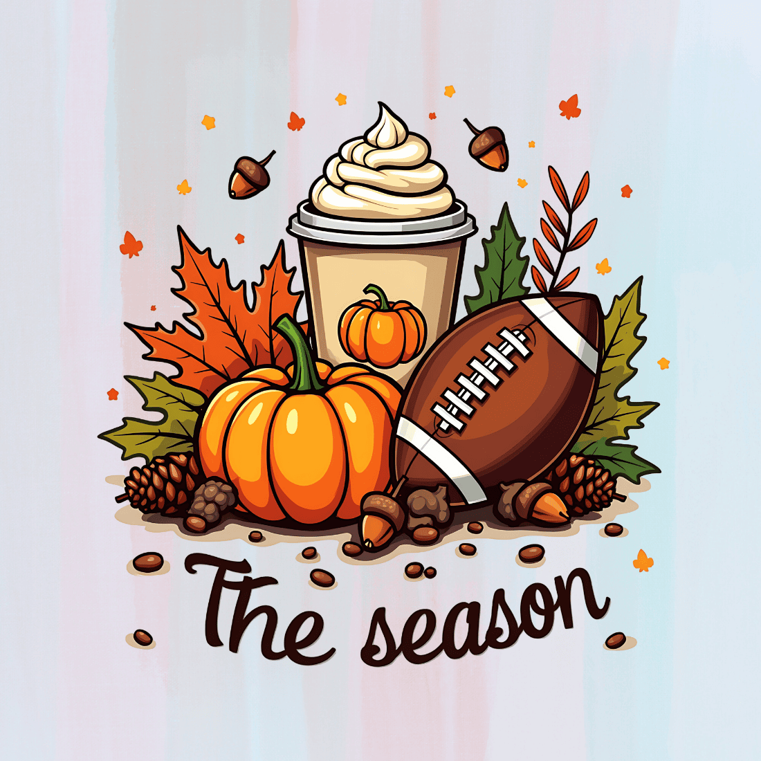 Pumpkin Spice and Football T-shirt Design preview image.