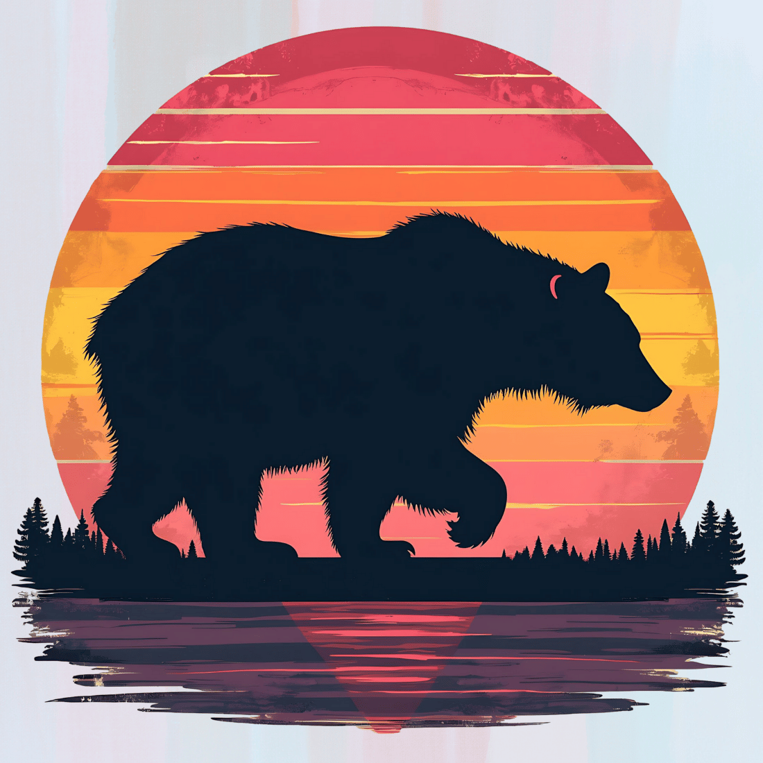 Bear Silhouette Sunset T-shirt preview image.