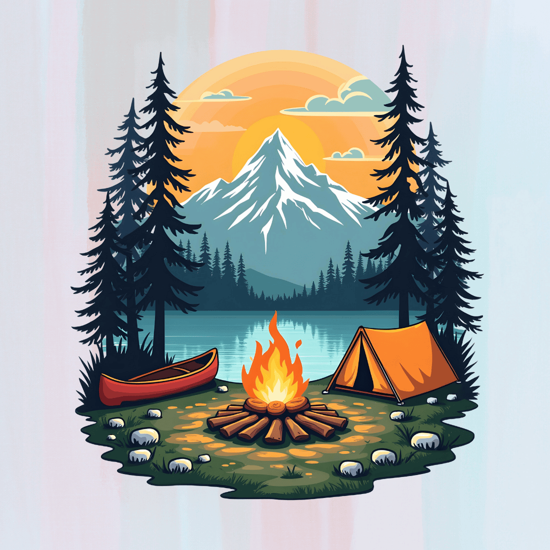 Retro Camping Adventure T-shirt Design preview image.