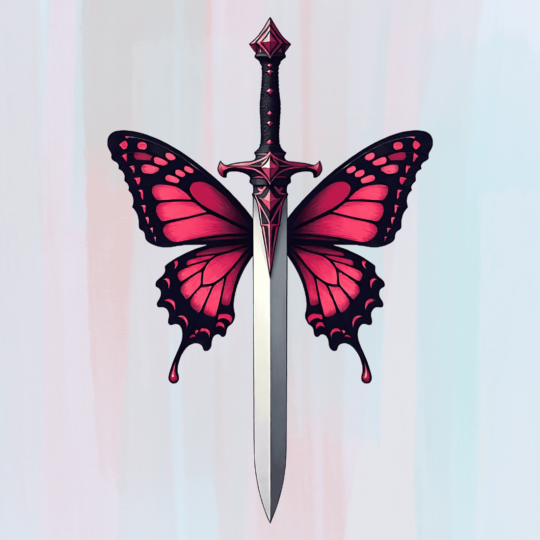 Sword and Butterfly T-shirt Design preview image.