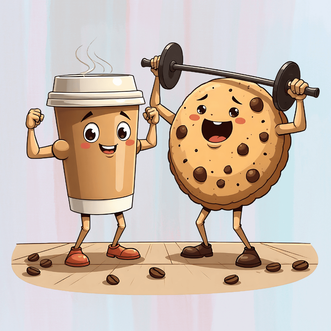 Coffee and Cookie Workout T-shirt Design preview image.