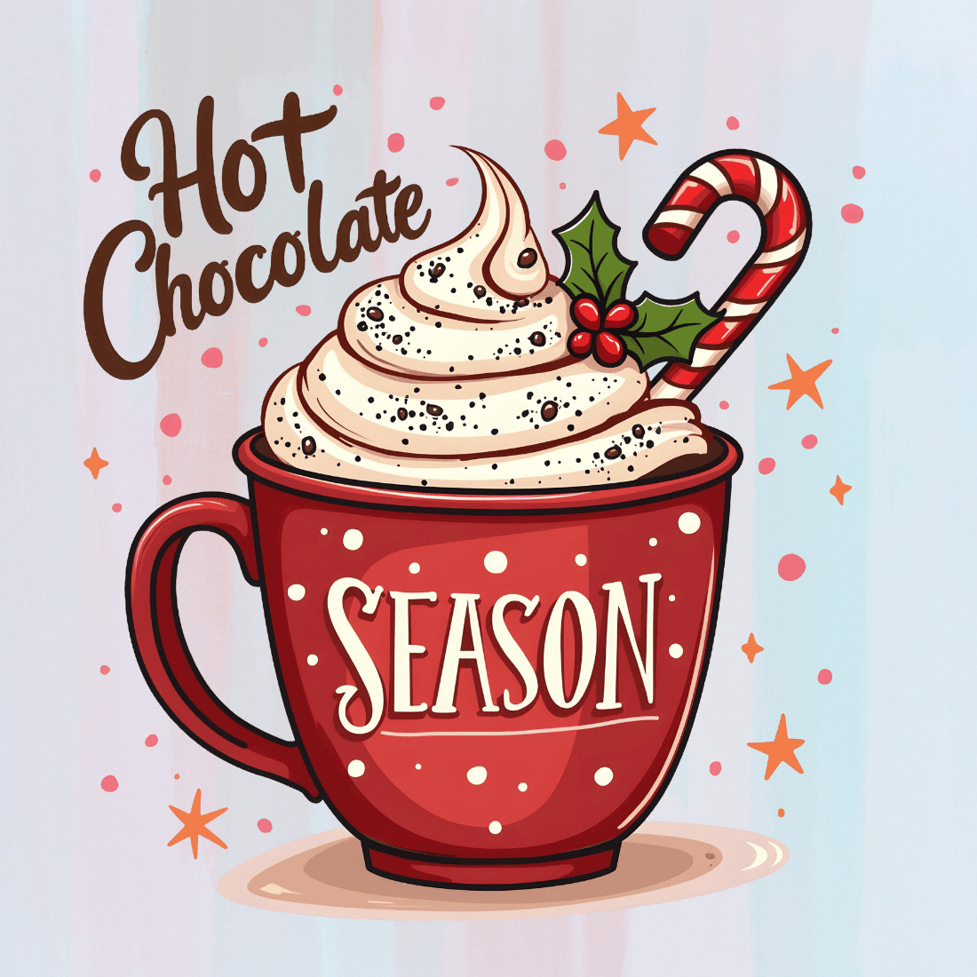 Cozy Hot Chocolate Season T-shirt Design preview image.