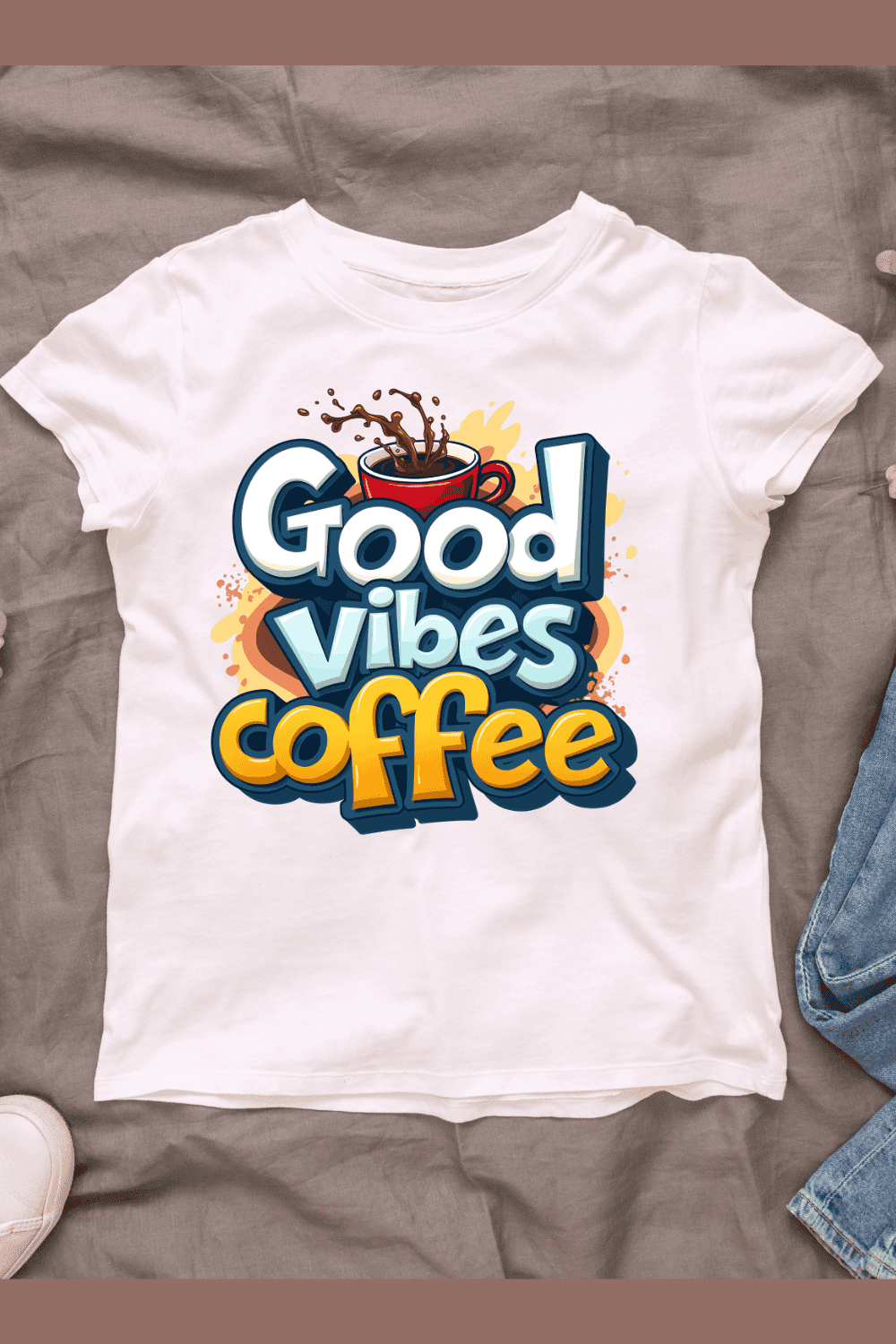 Good Vibes Coffee T-shirt Design pinterest preview image.