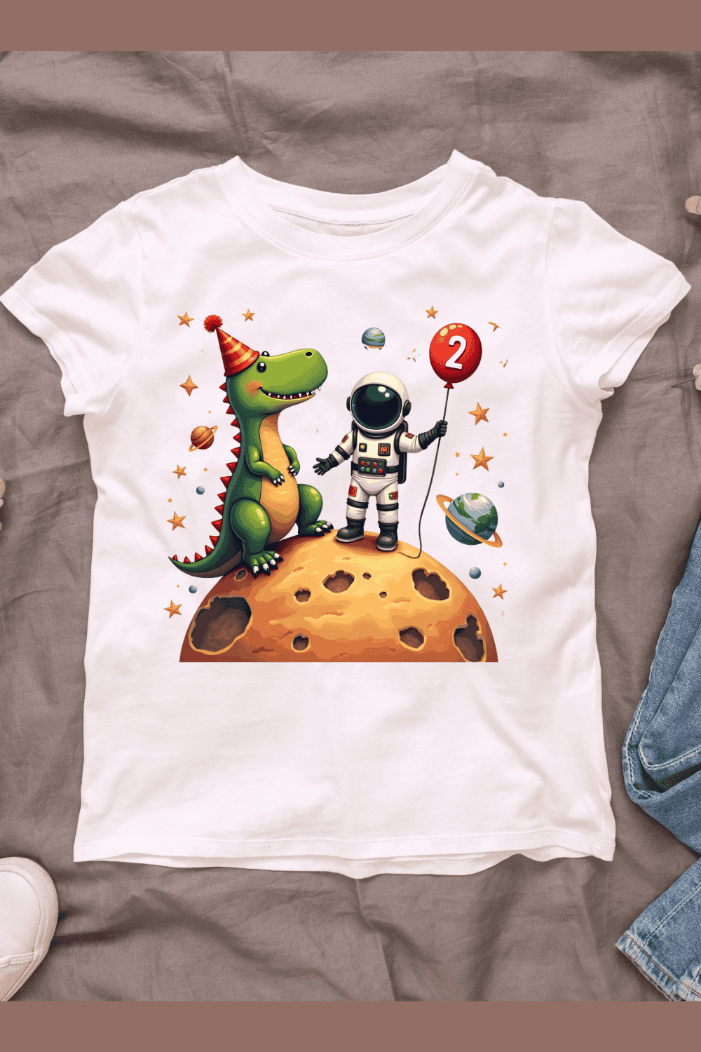 Space Adventure Birthday T-shirt Design pinterest preview image.