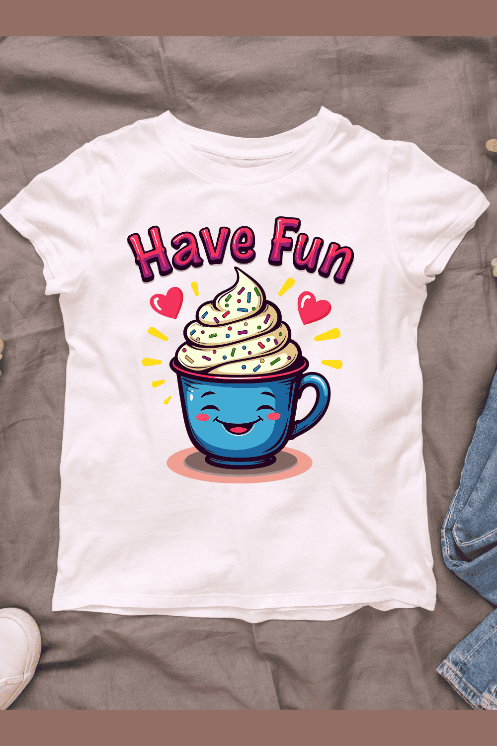 Smiling Cup T-shirt Design pinterest preview image.