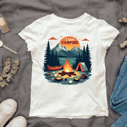 Camping t shirt designs on sale