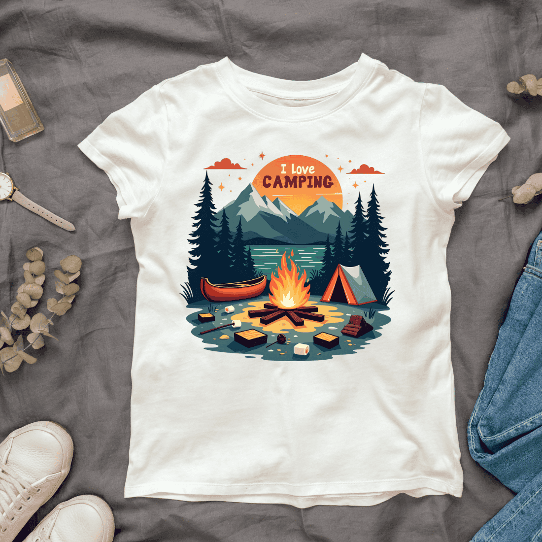 I Love Camping T-shirt Design cover image.