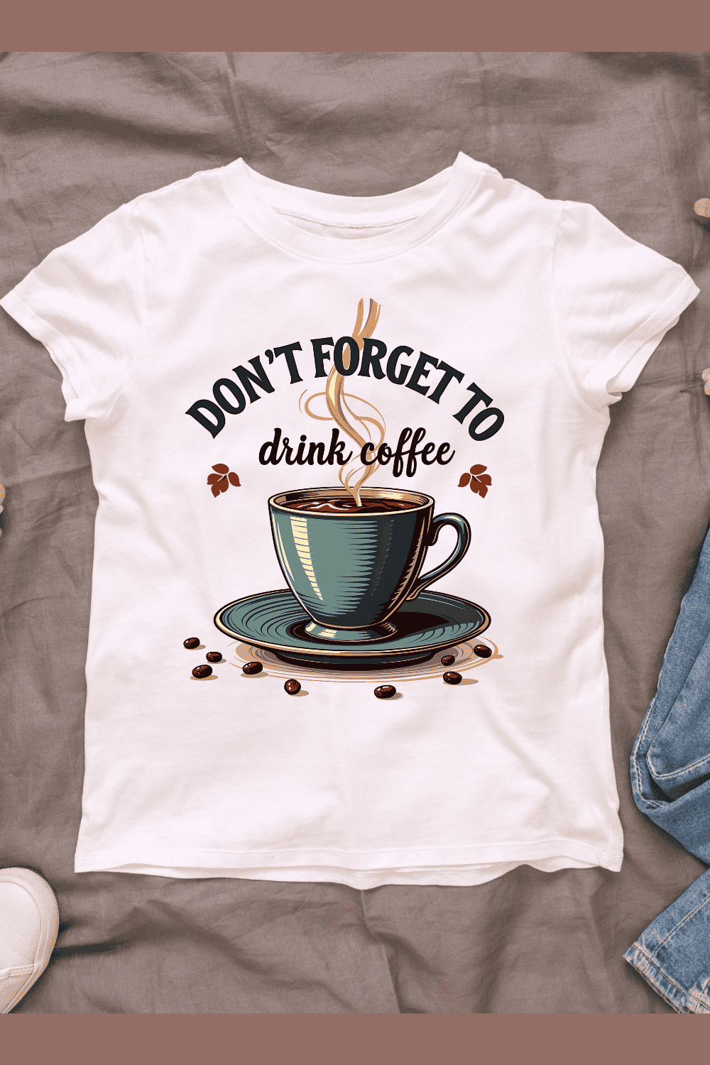 Vintage Coffee Cup T-shirt Design pinterest preview image.