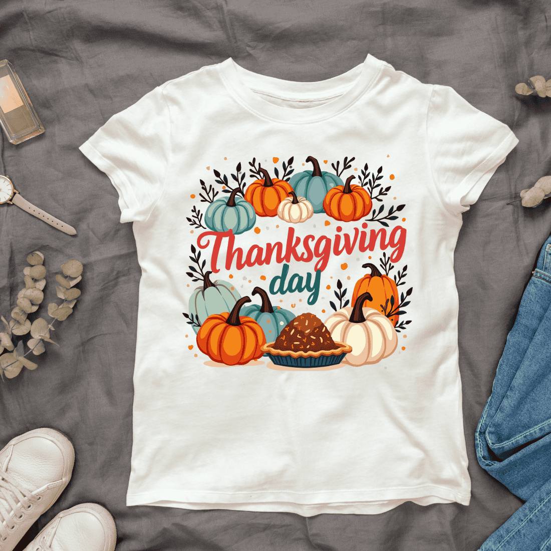 Happy Thanksgiving Day T-shirt Design cover image.