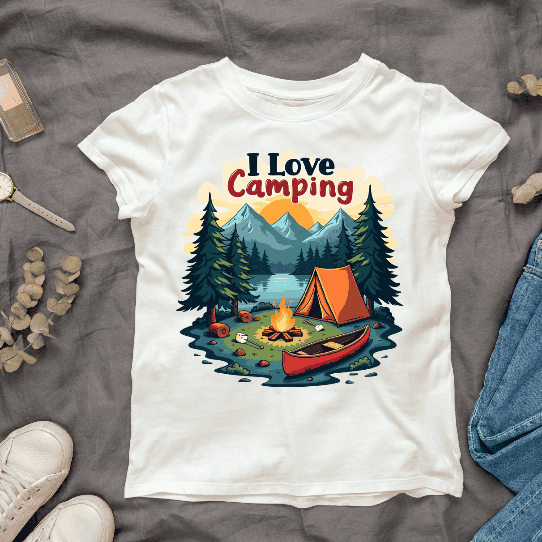 Vintage Camping Adventure T-shirt Design cover image.