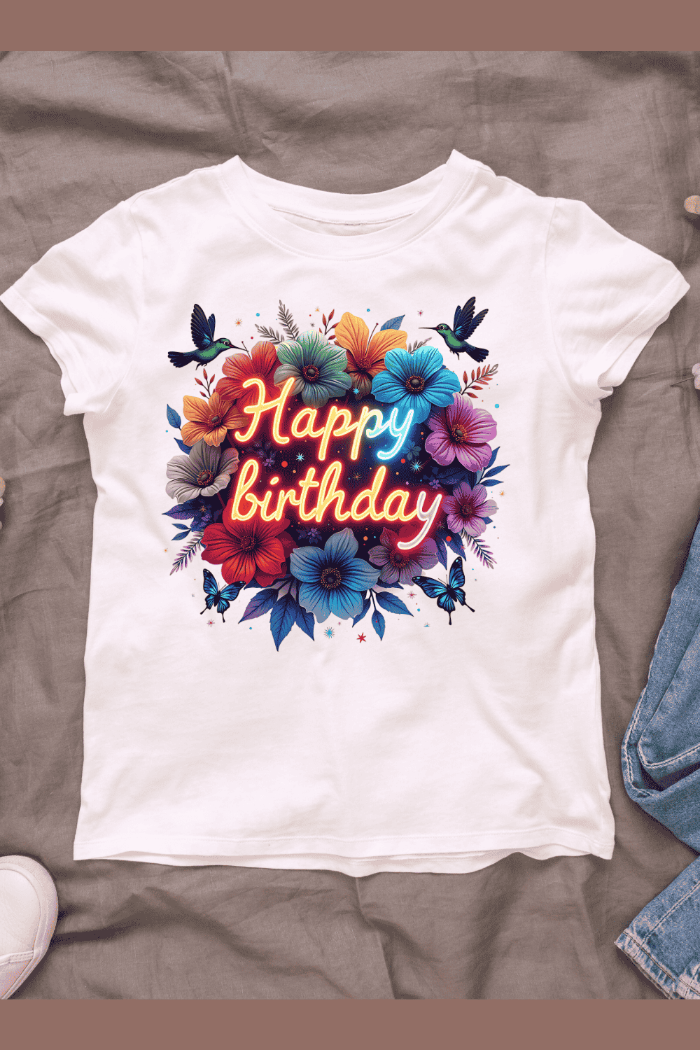 Colorful Birthday Queen T-shirt Design pinterest preview image.