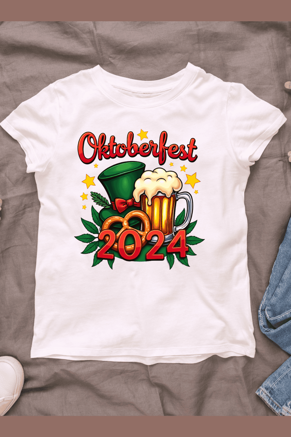 Oktoberfest 2024 T-shirt Design pinterest preview image.