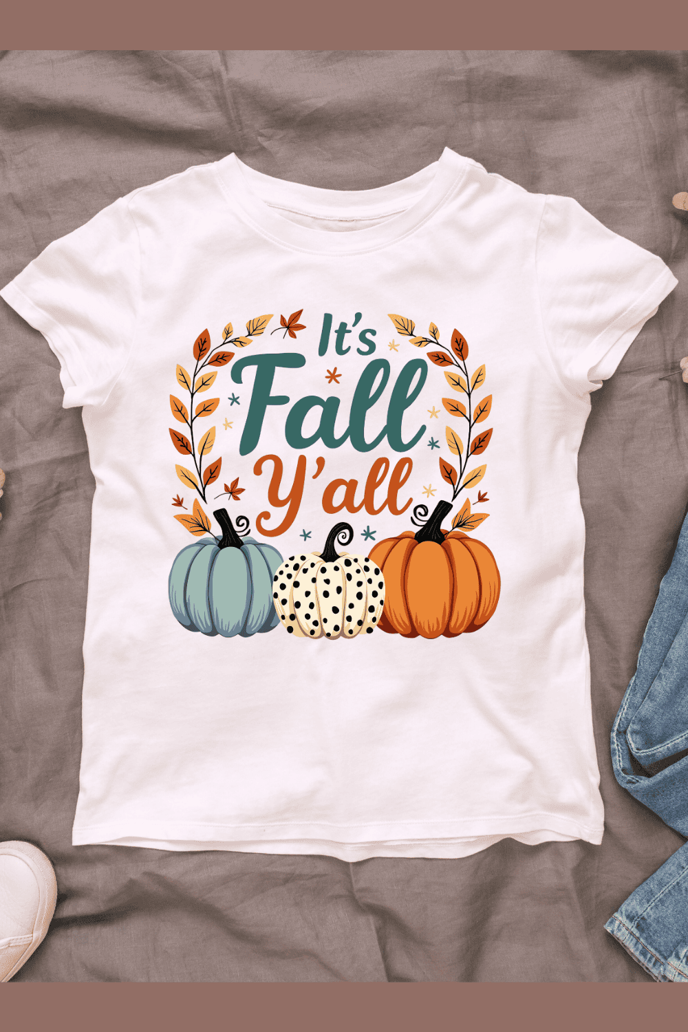 It's Fall Y'all Autumn T-shirt Design pinterest preview image.