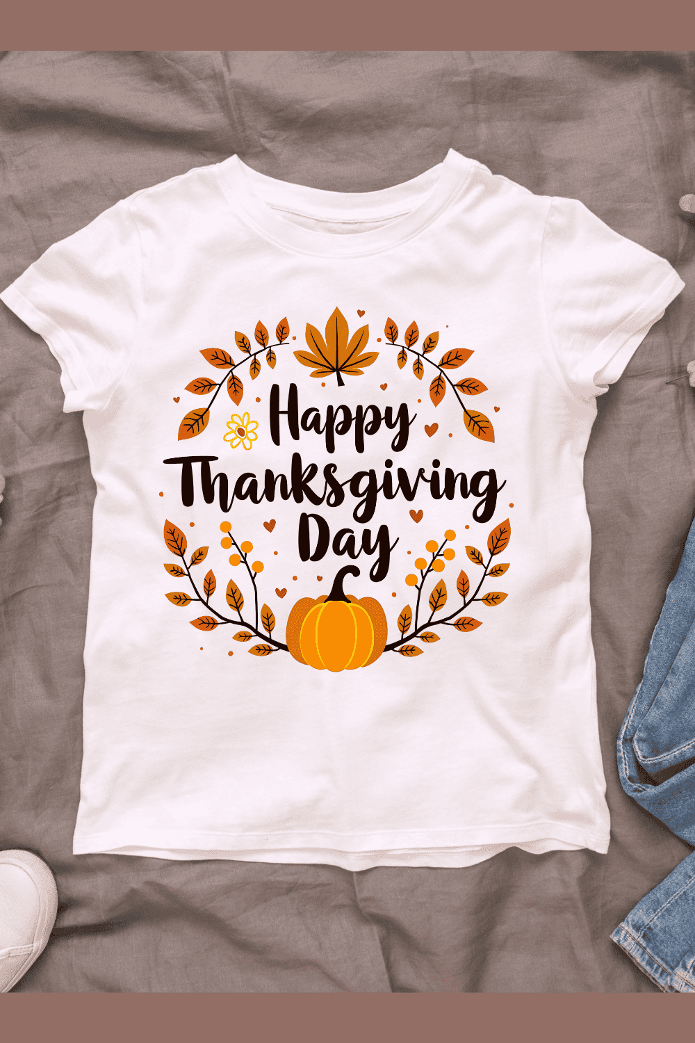 Thanksgiving Greetings T-shirt Design pinterest preview image.