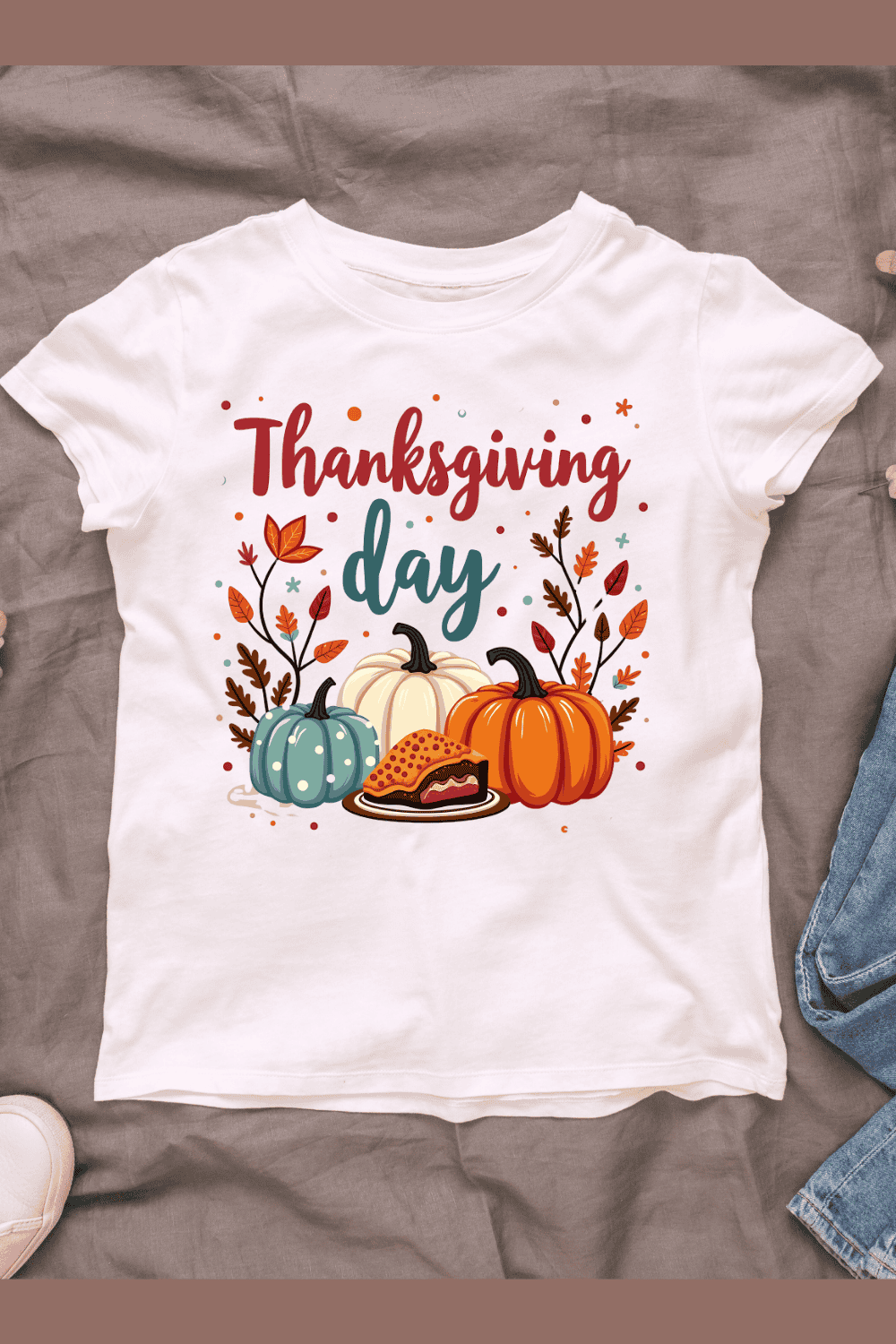 Thanksgiving Day T-shirt Design pinterest preview image.