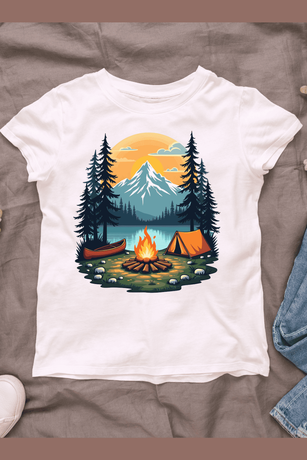 Retro Camping Adventure T-shirt Design pinterest preview image.