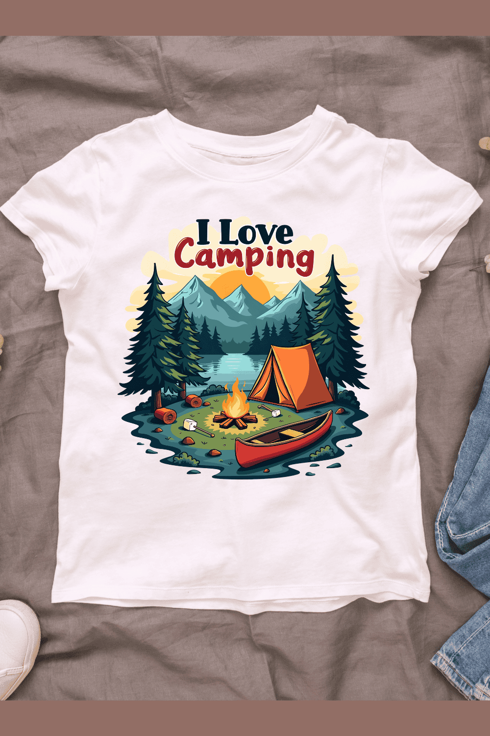 Vintage Camping Adventure T-shirt Design pinterest preview image.