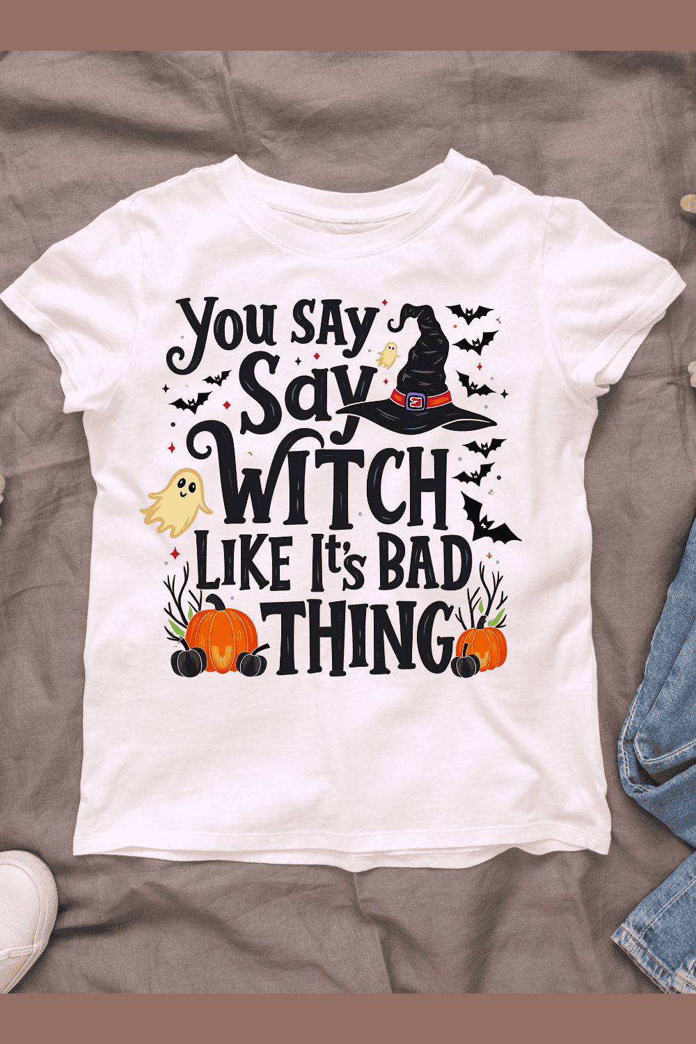 Witch Lovers T-shirt Design pinterest preview image.