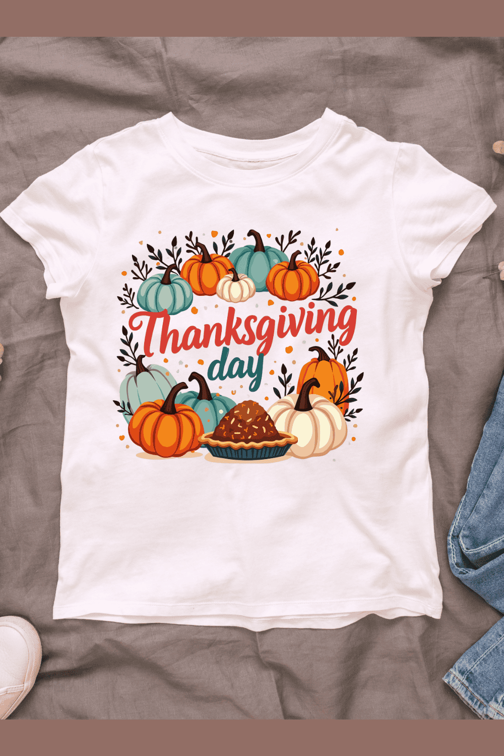 Happy Thanksgiving Day T-shirt Design pinterest preview image.