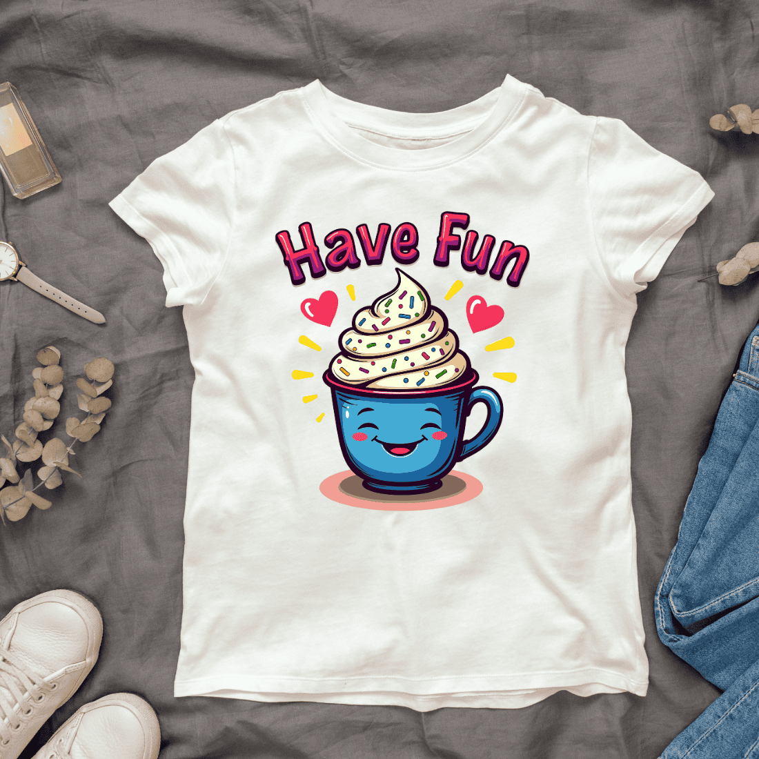 Smiling Cup T-shirt Design cover image.