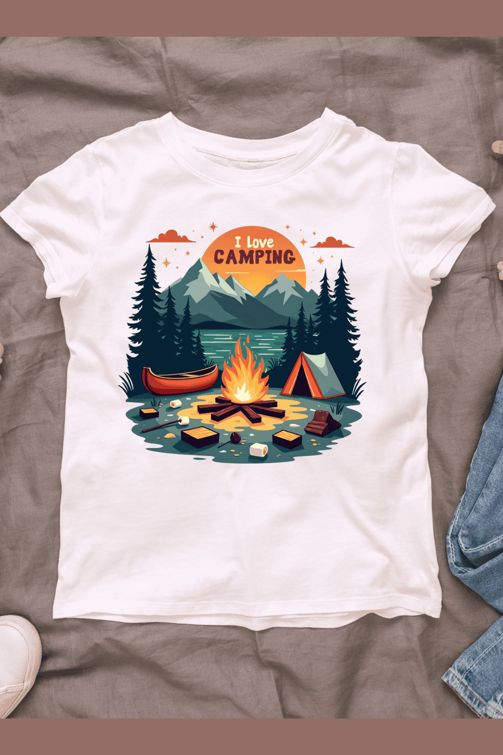 I Love Camping T-shirt Design pinterest preview image.