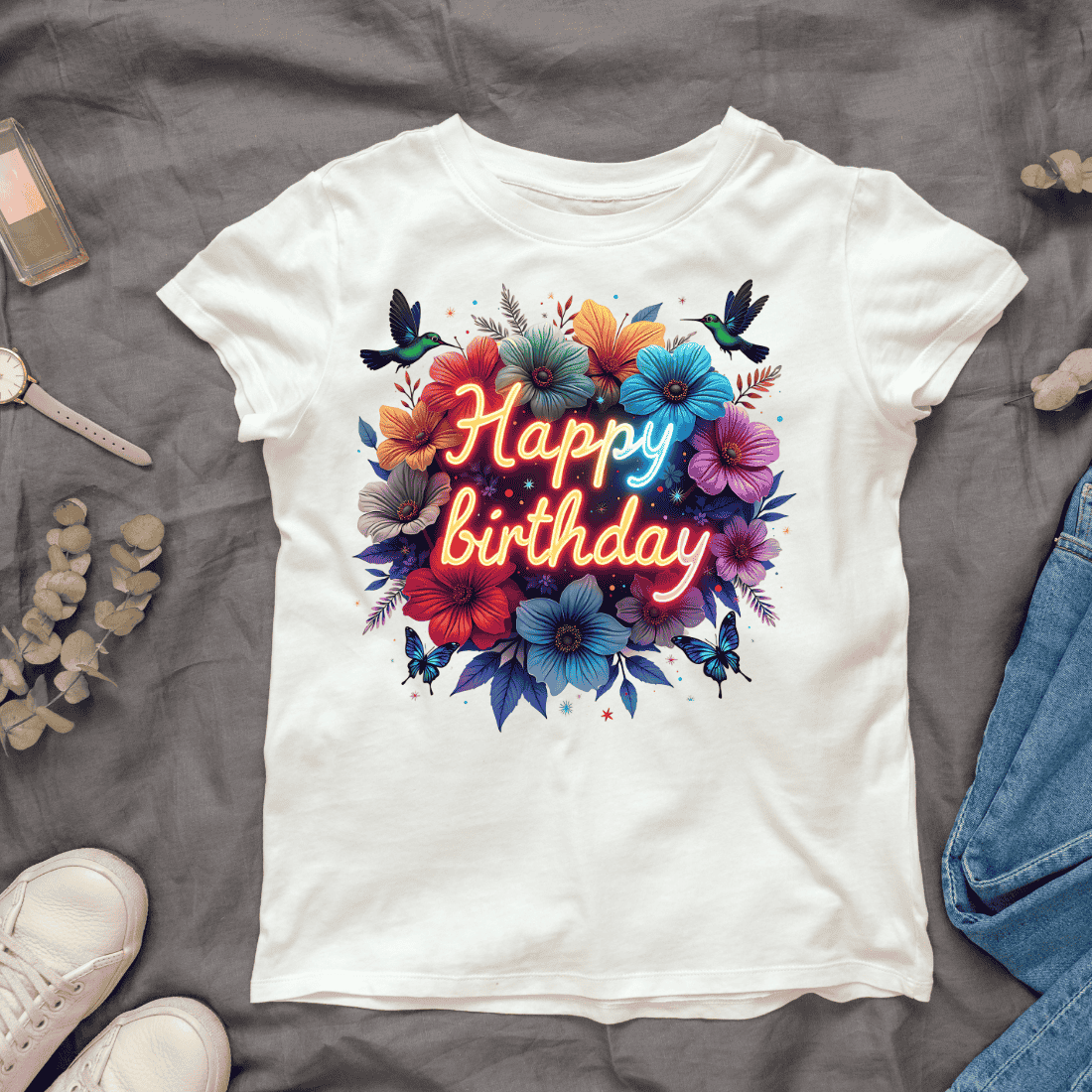 Colorful Birthday Queen T-shirt Design cover image.