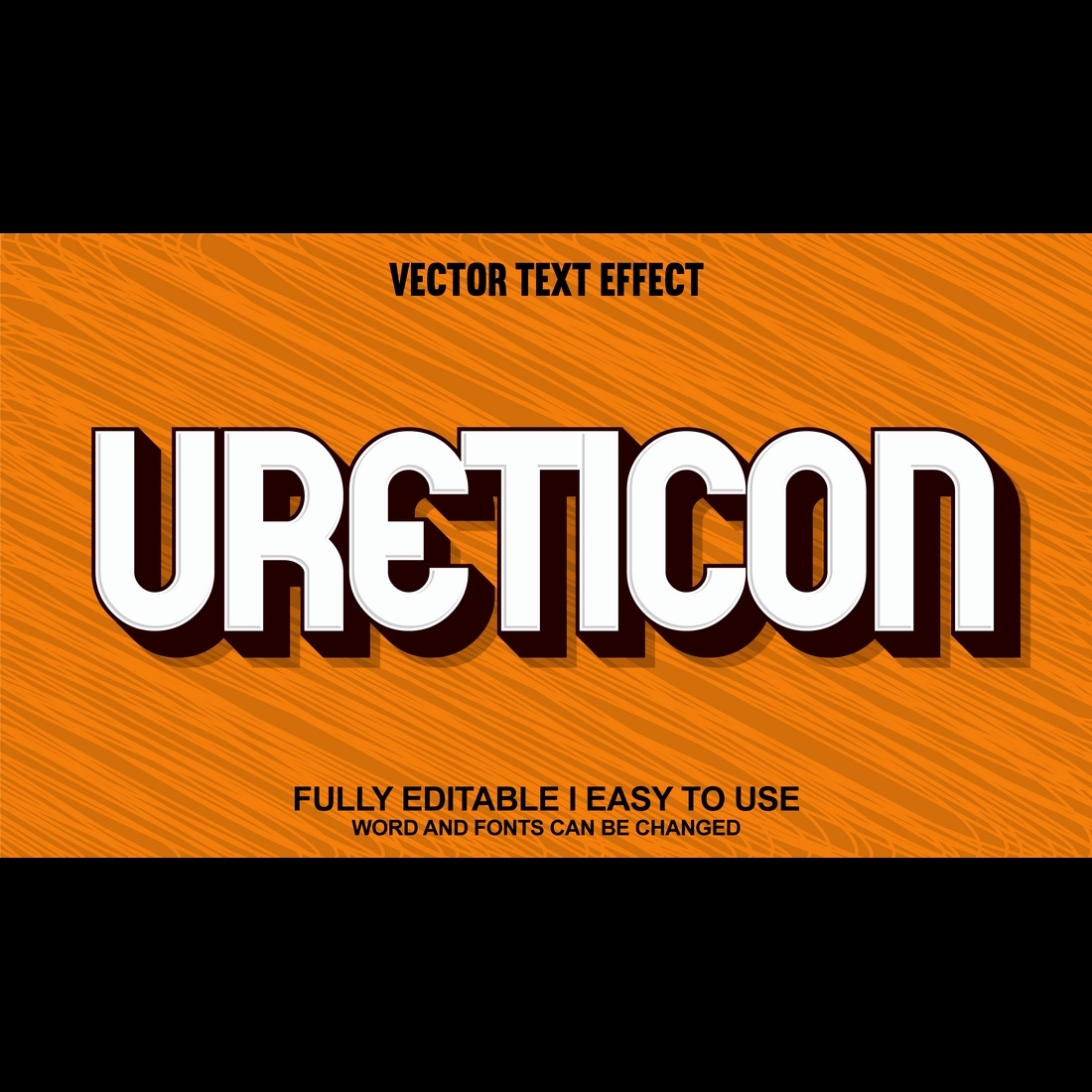 Fully Editable Vector 3D Text Effect preview image.