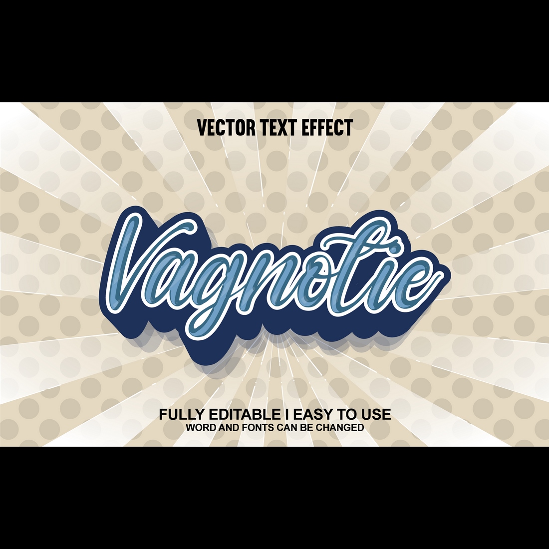 Fully Editable Vector 3D Text Effect preview image.