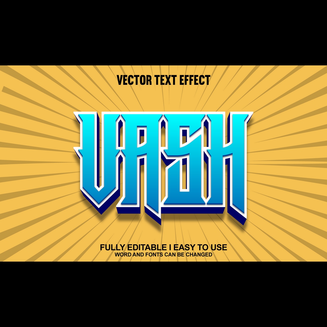 Fully Editable Vector 3D Text Effect preview image.