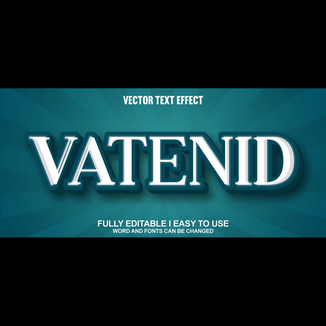 Fully Editable Vector 3D Text Effect preview image.