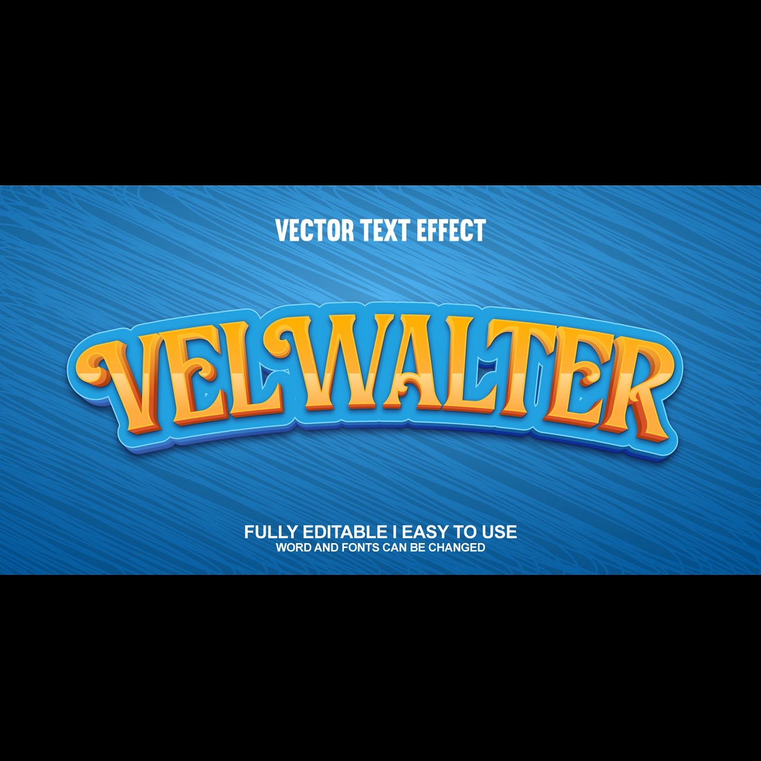 Fully Editable Vector 3D Text Effect preview image.