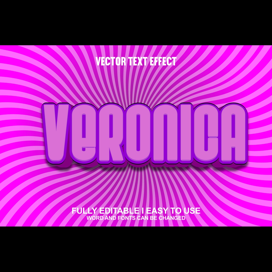 Fully Editable Vector 3D Text Effect preview image.