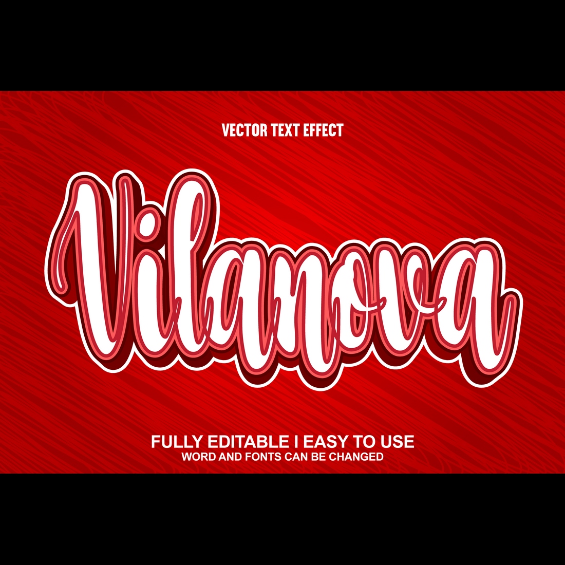 Fully Editable Vector 3D Text Effect cover image.