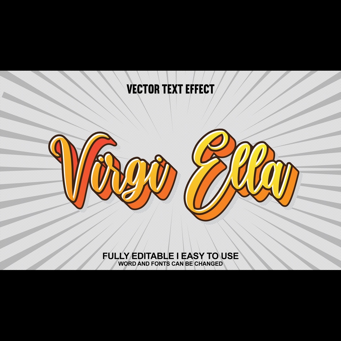 Fully Editable Vector 3D Text Effect preview image.