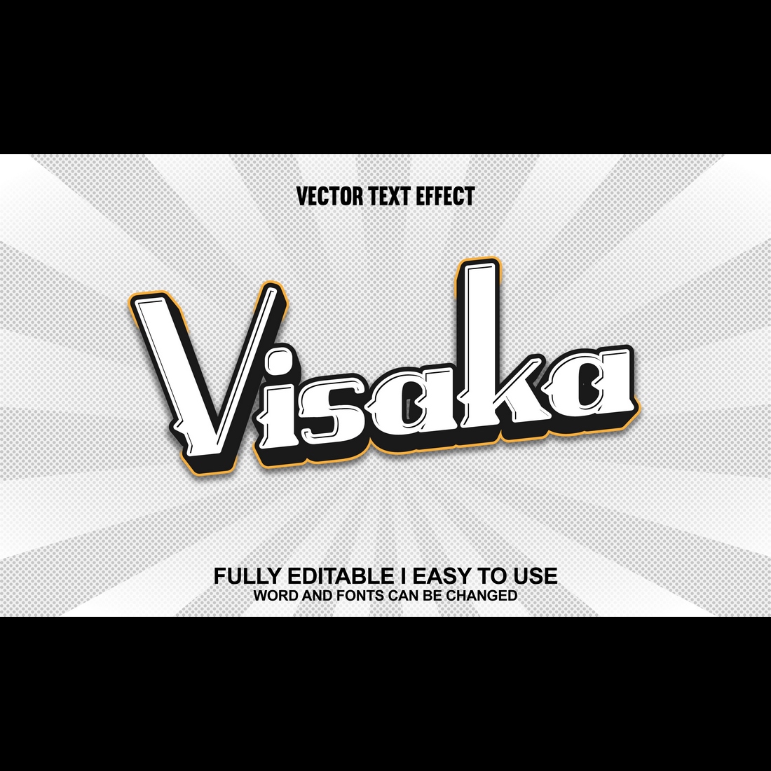 Fully Editable Vector 3D Text Effect preview image.