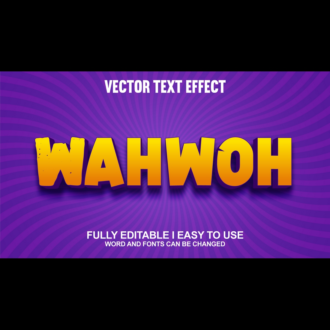 Fully Editable Vector 3D Text Effect preview image.