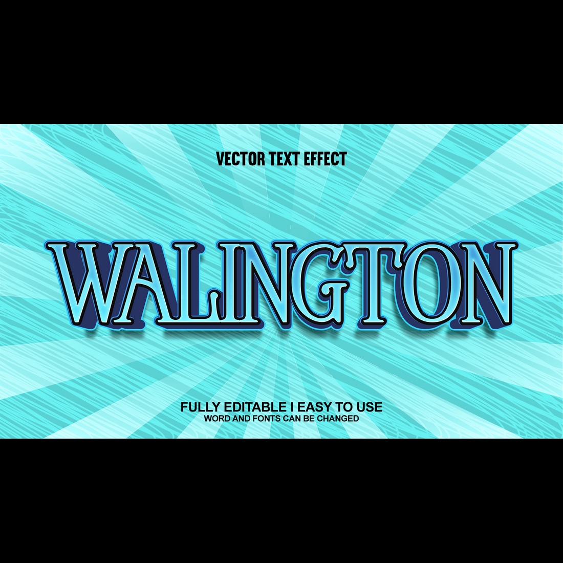 Fully Editable Vector 3D Text Effect preview image.