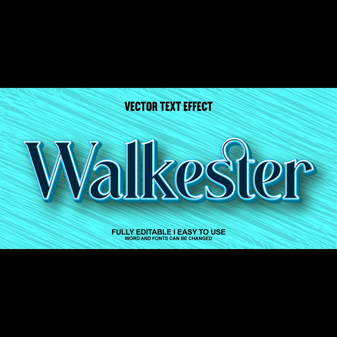 Fully Editable Vector 3D Text Effect preview image.