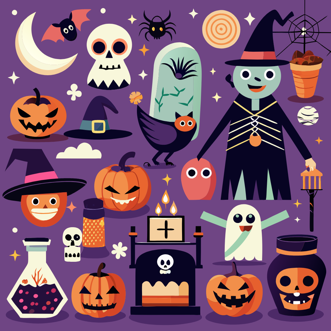 100+ Halloween SVG Vector Design preview image.