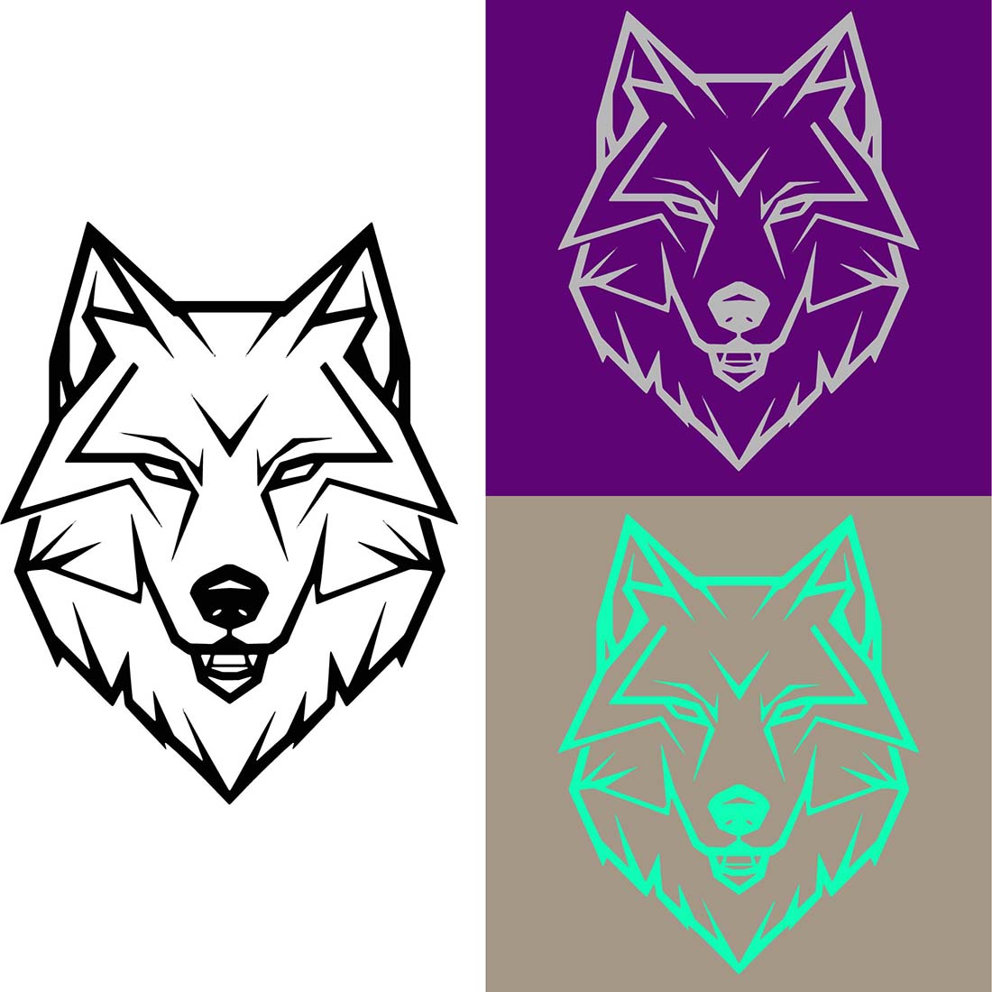 Wolf head logo, wolf logo preview image.