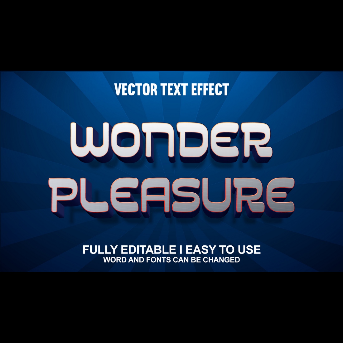 Fully Editable Vector 3D Text Effect preview image.