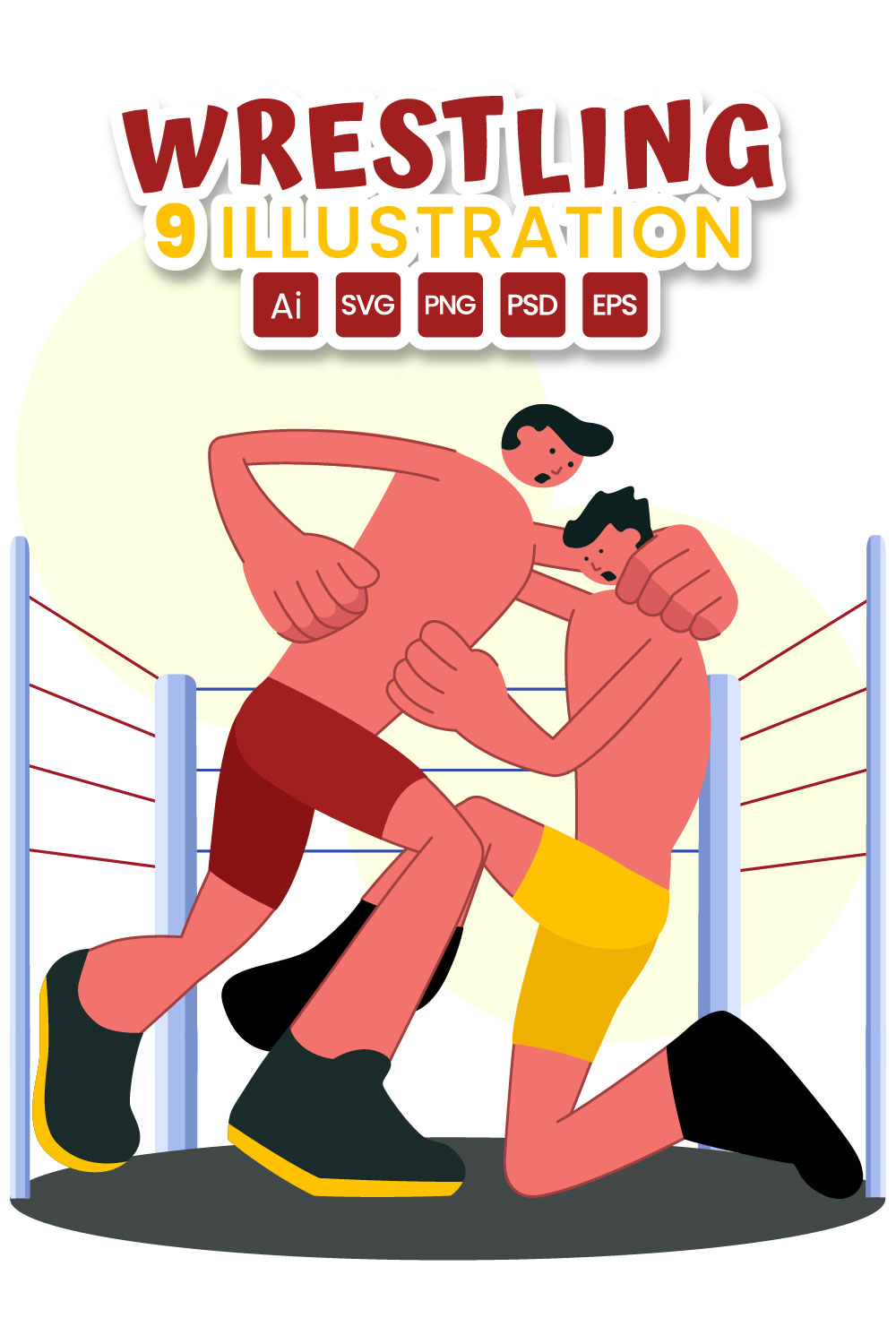 9 Wrestling Sport Illustration pinterest preview image.