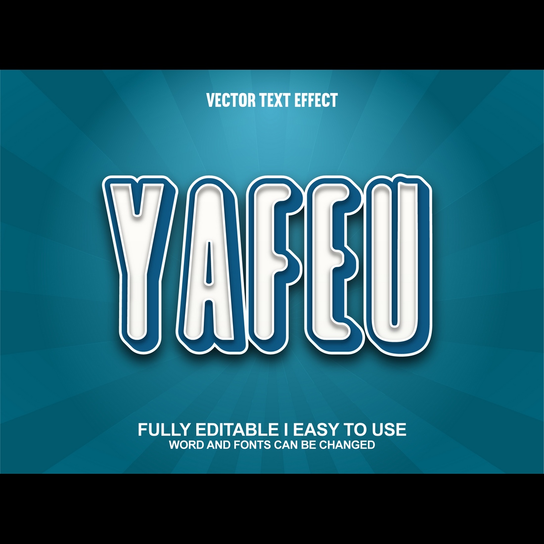 Fully Editable Vector 3D Text Effect preview image.