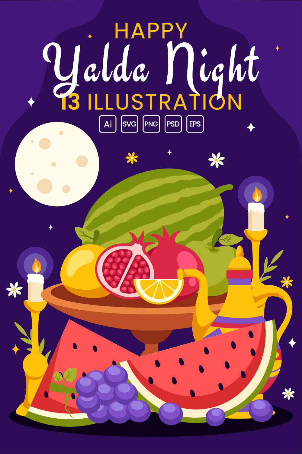 13 Happy Yalda Night Illustration pinterest preview image.