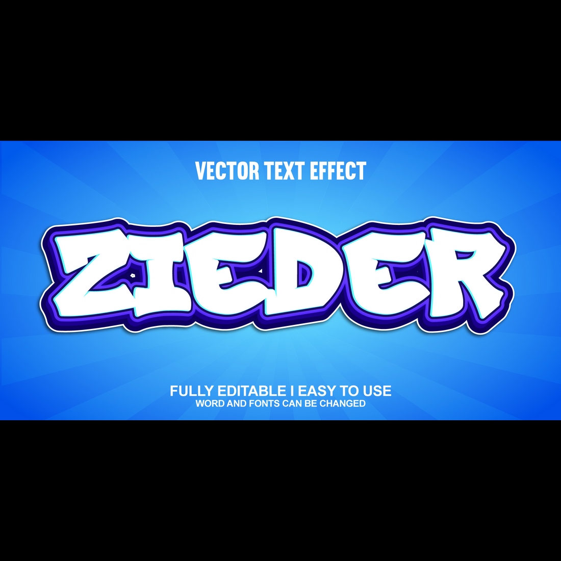 Fully Editable Vector 3D Text Effect preview image.