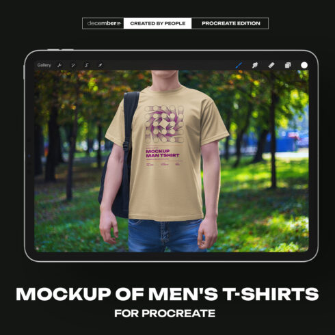 5 Mockups Man T-Shirt on the Street for Procreate cover image.