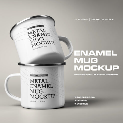 7 Mockups of Enamel Metal Mug cover image.