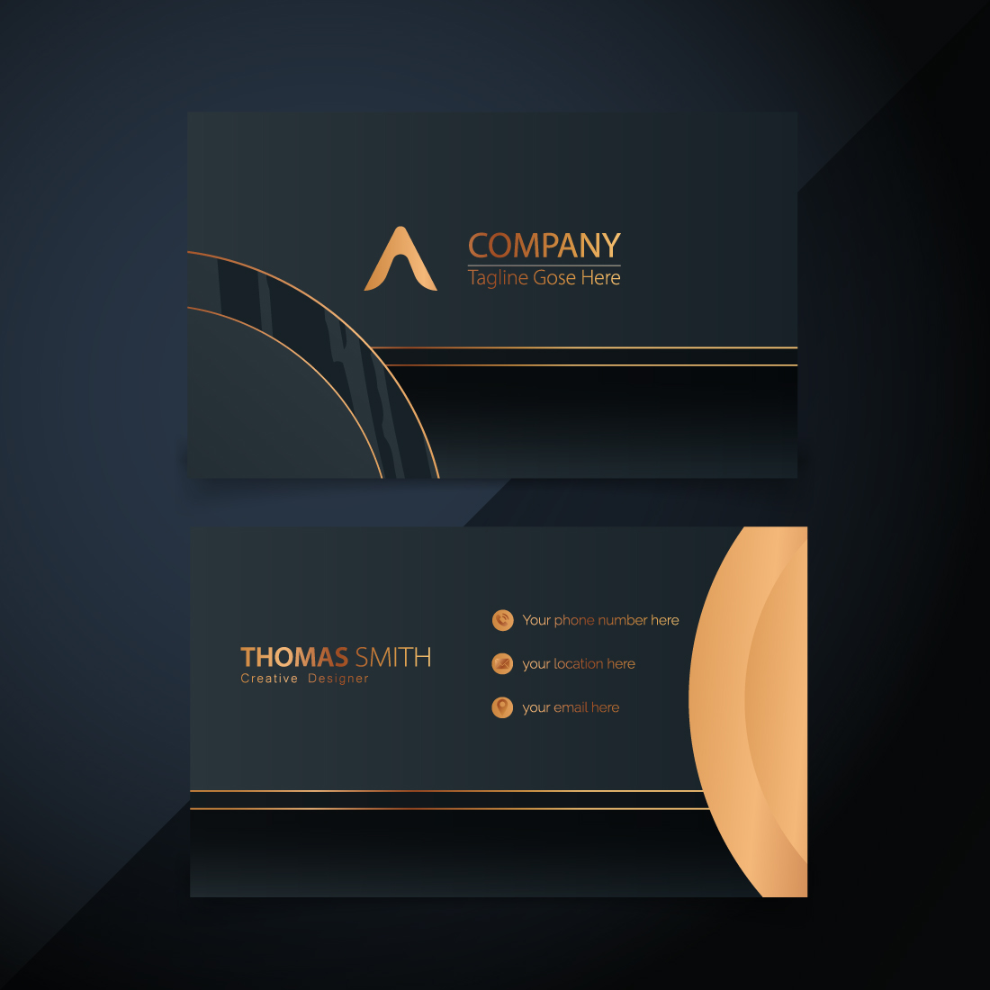 Elegant abstract golden Creative and simple Luxury business card template cover image.