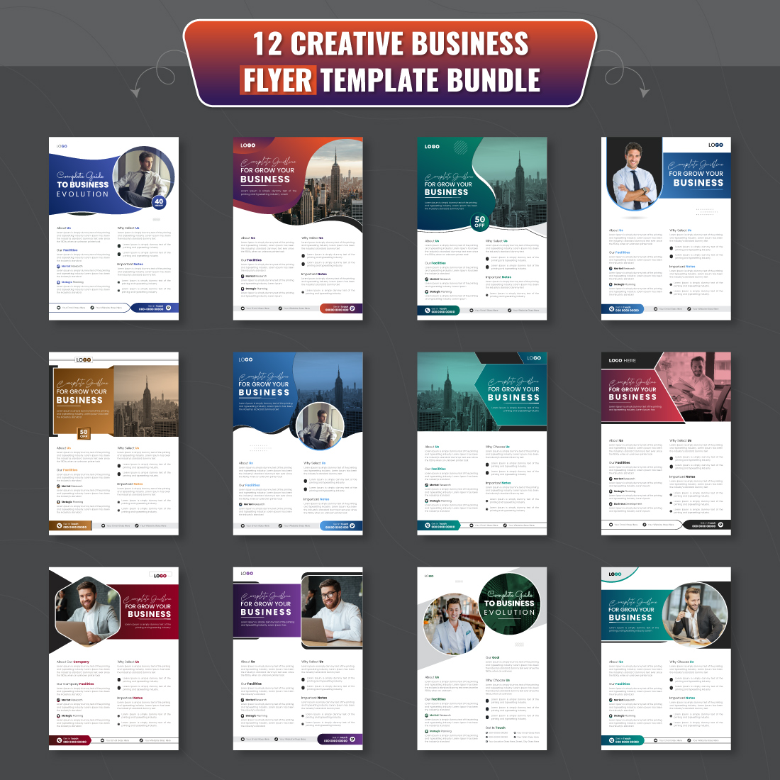 Business flyer design template bundle cover image.