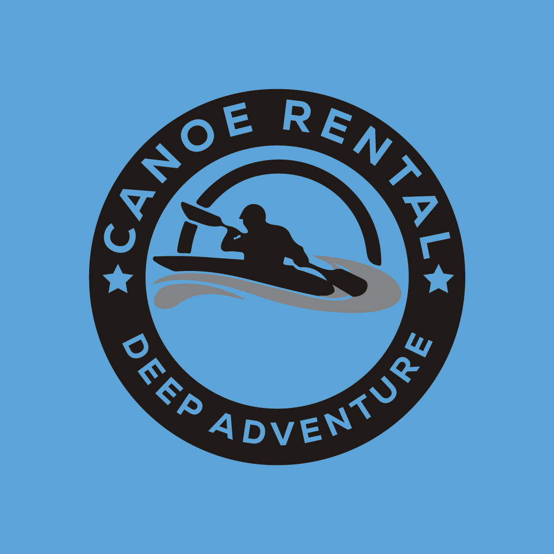 Canoe Rental Logo or Icon Design Vector Image Template preview image.